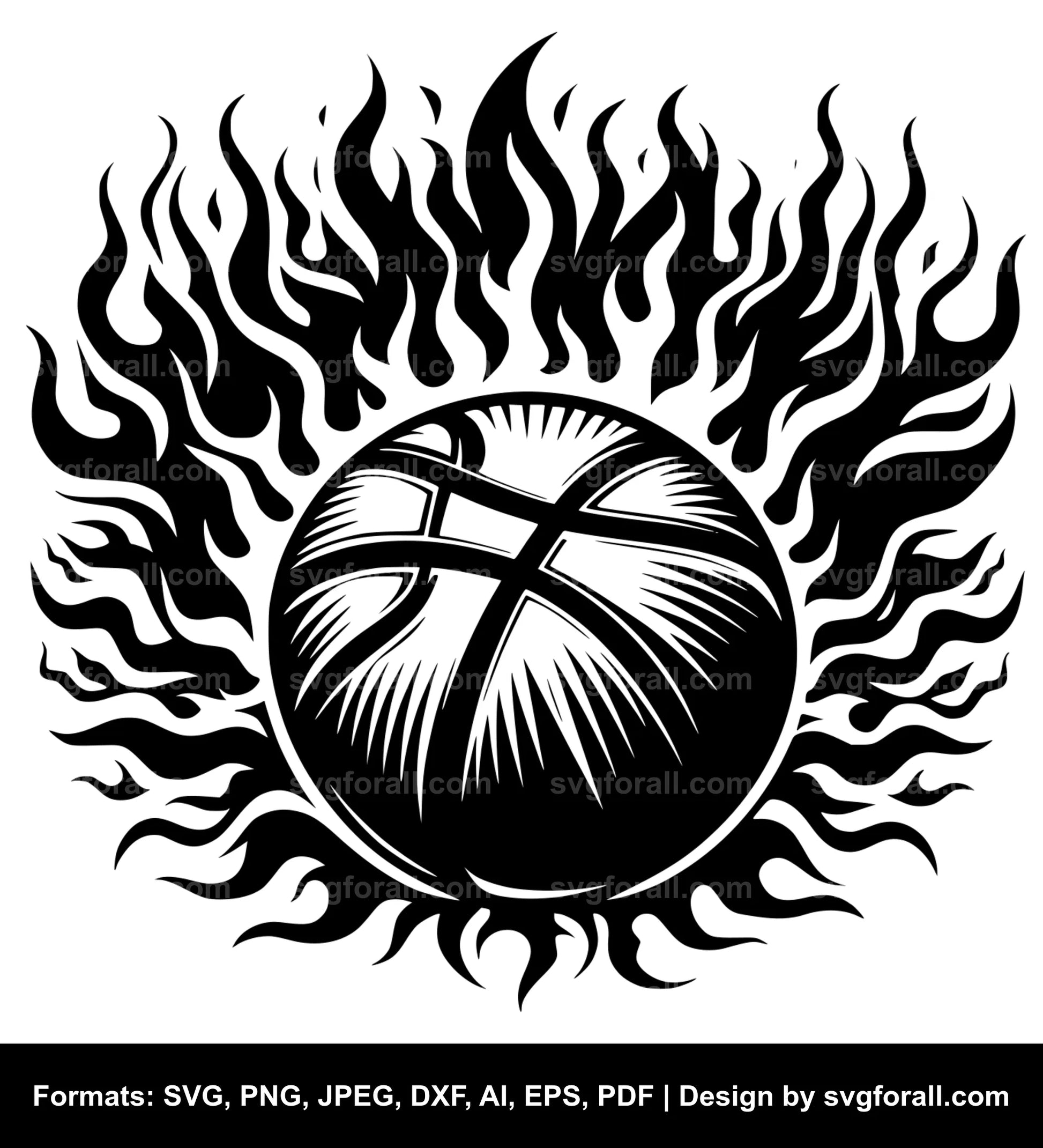 Basketball With Flames SVG PNG