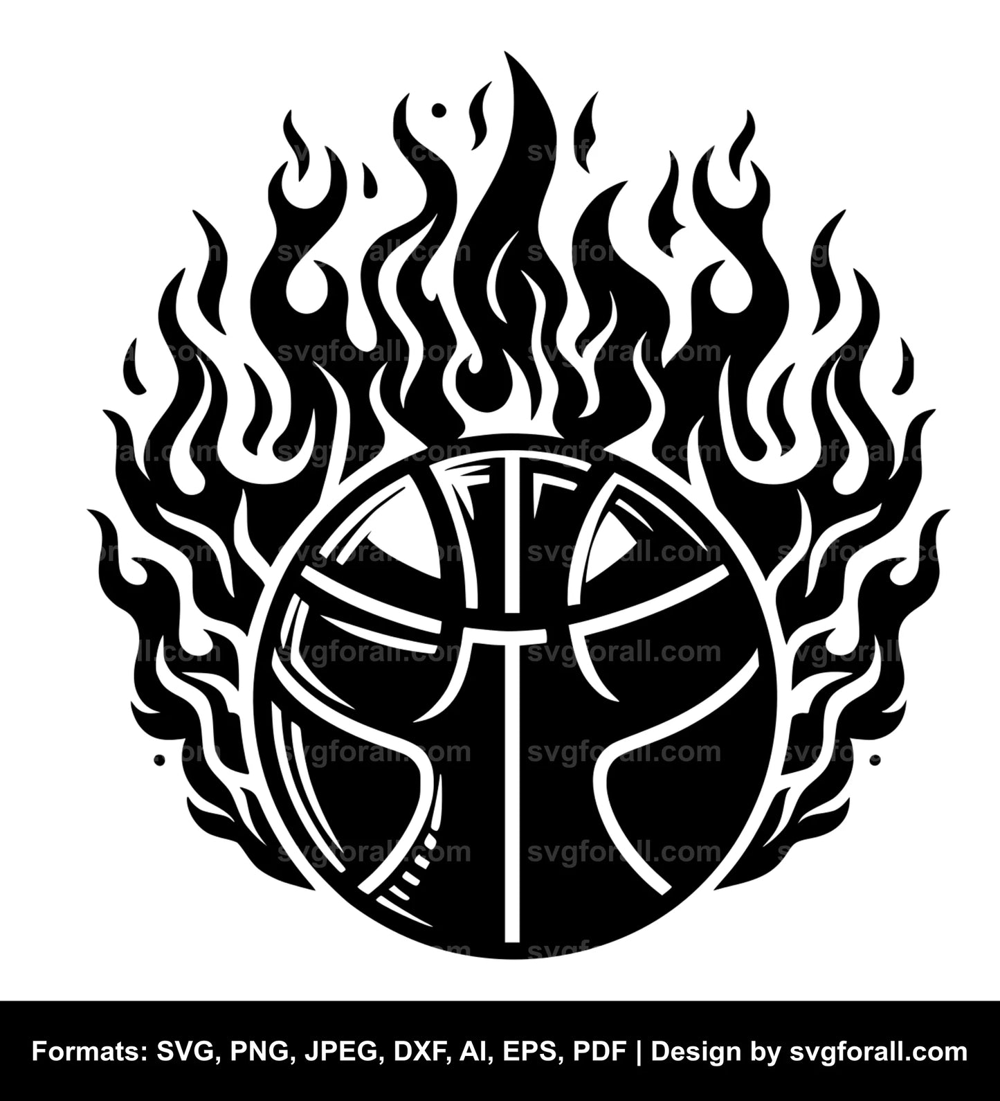 Basketball With Flames SVG Vector