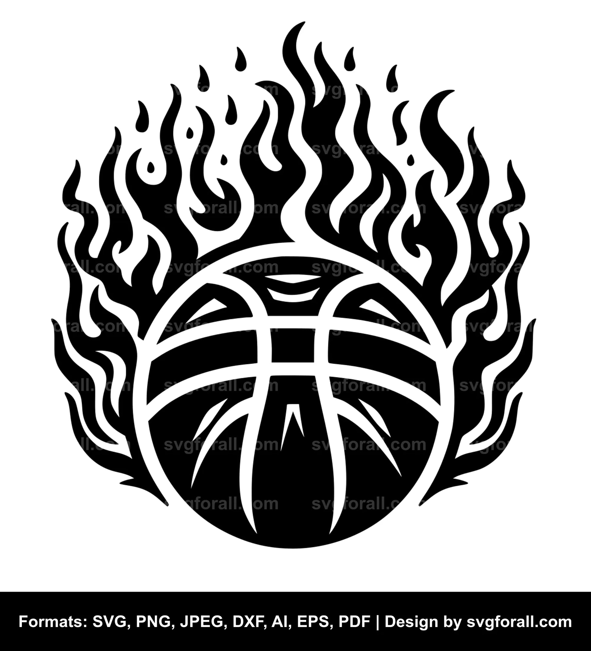 Basketball With Flames Vector SVG