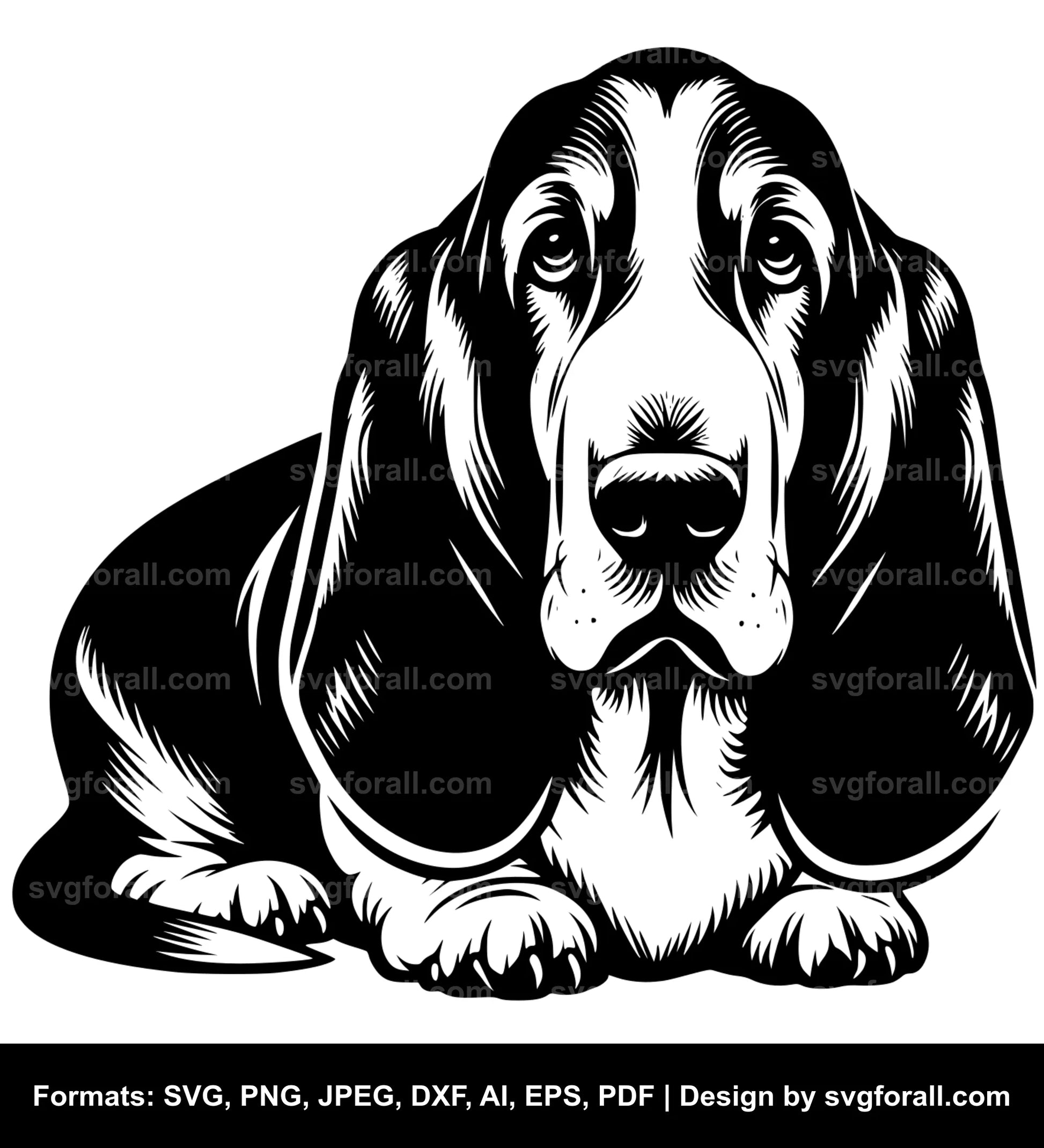 Basset Hound Dog Black SVG