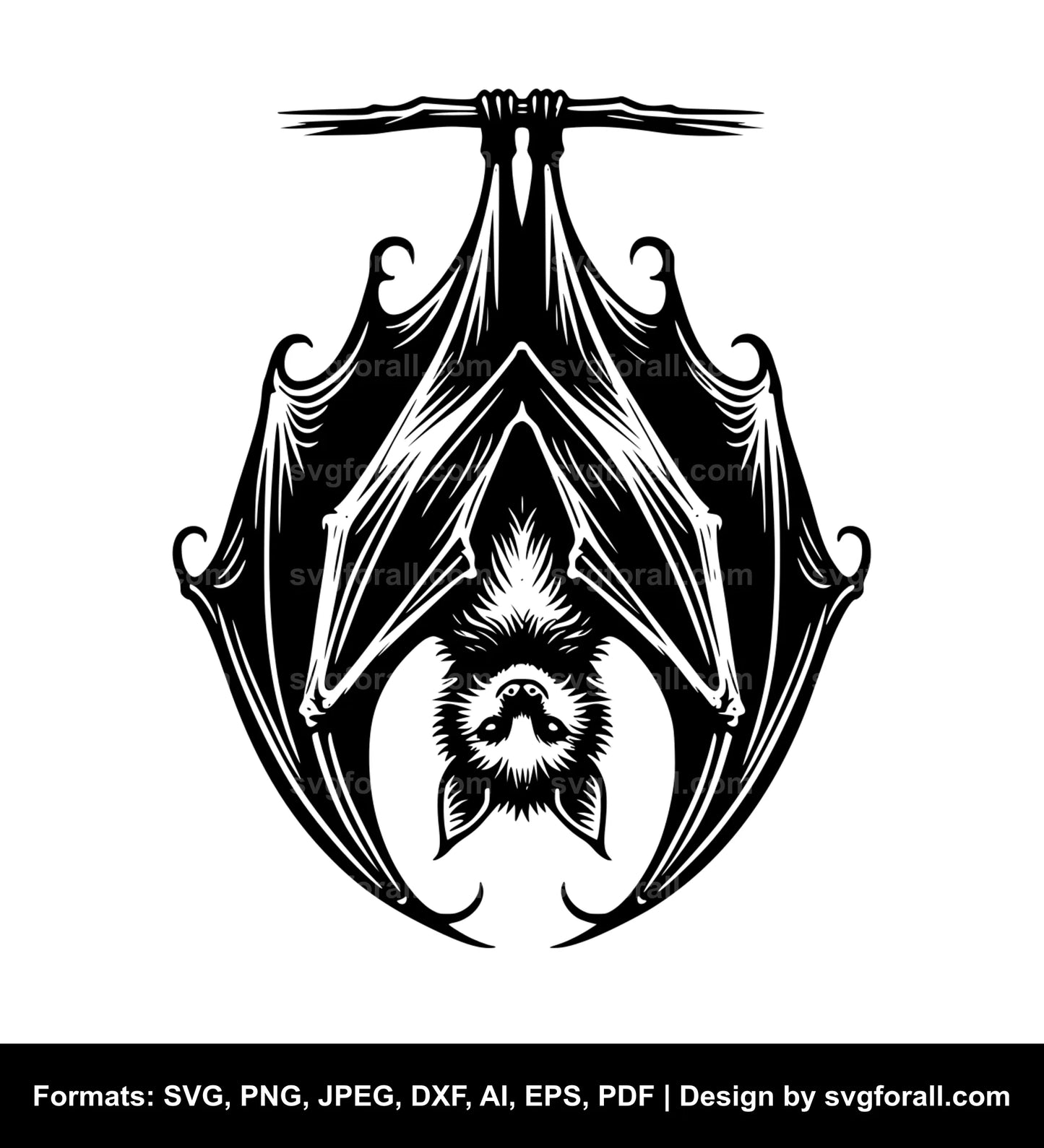 Bat Hanging Upside Down Black SVG