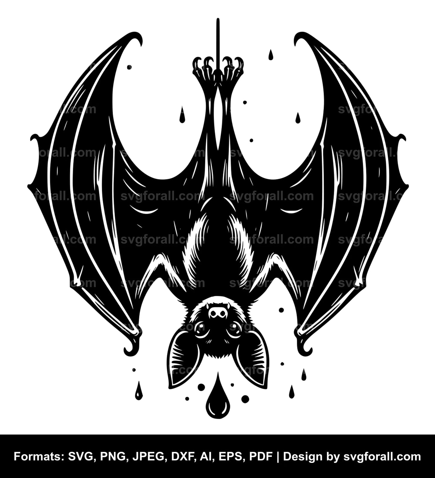 Bat Hanging Upside Down Clipart SVG