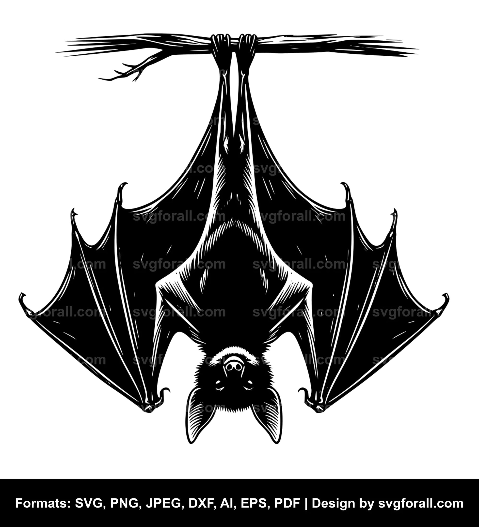 Bat Hanging Upside Down Cricut SVG