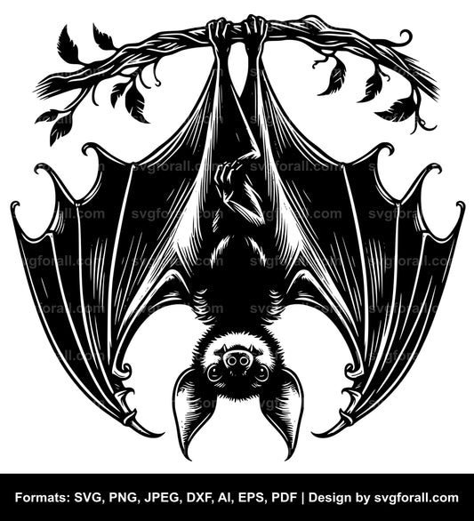 Bat Hanging Upside Down SVG Design