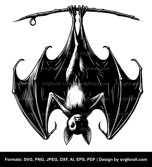 Bat Hanging Upside Down SVG File