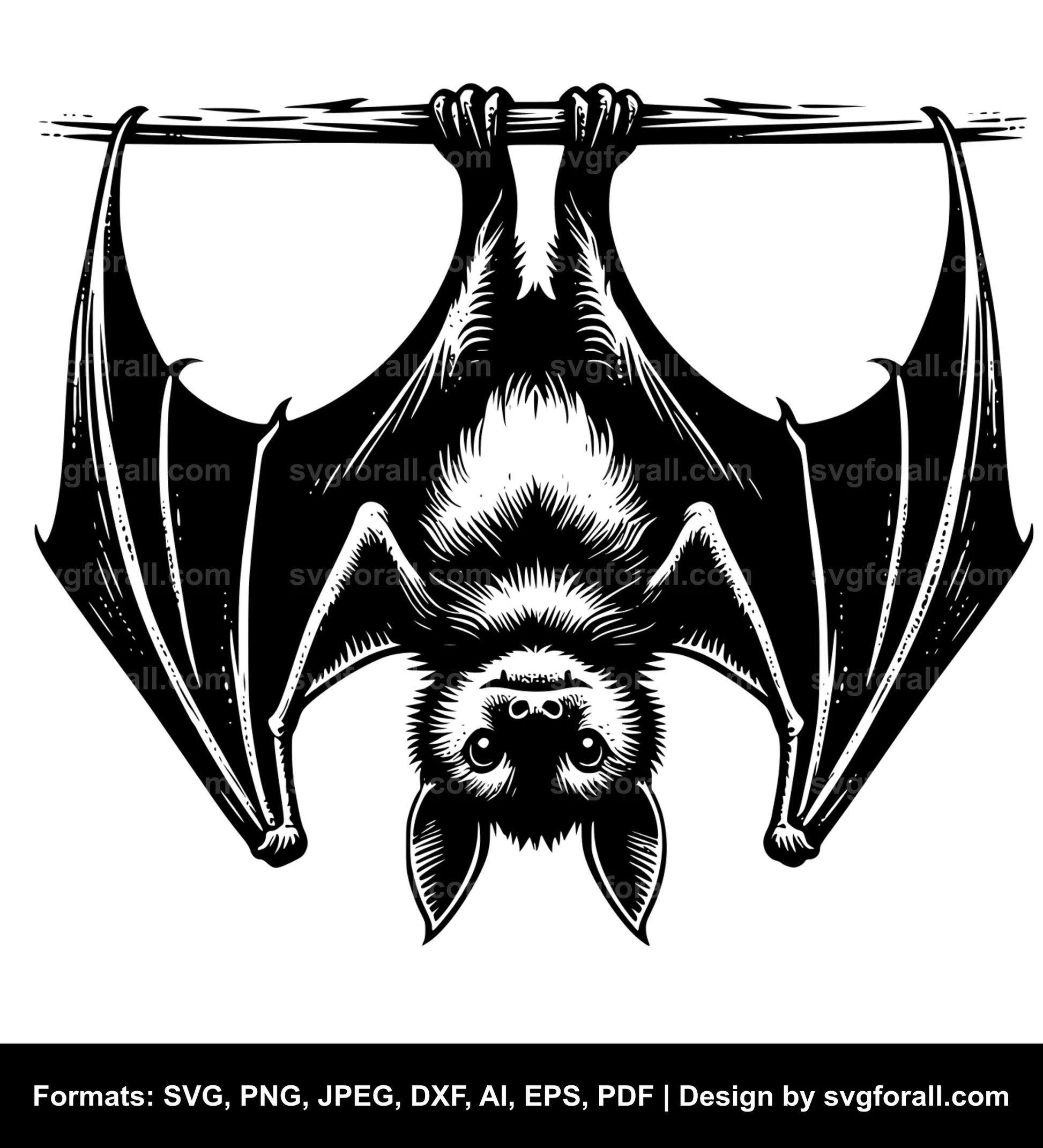 Bat Hanging Upside Down SVG PNG