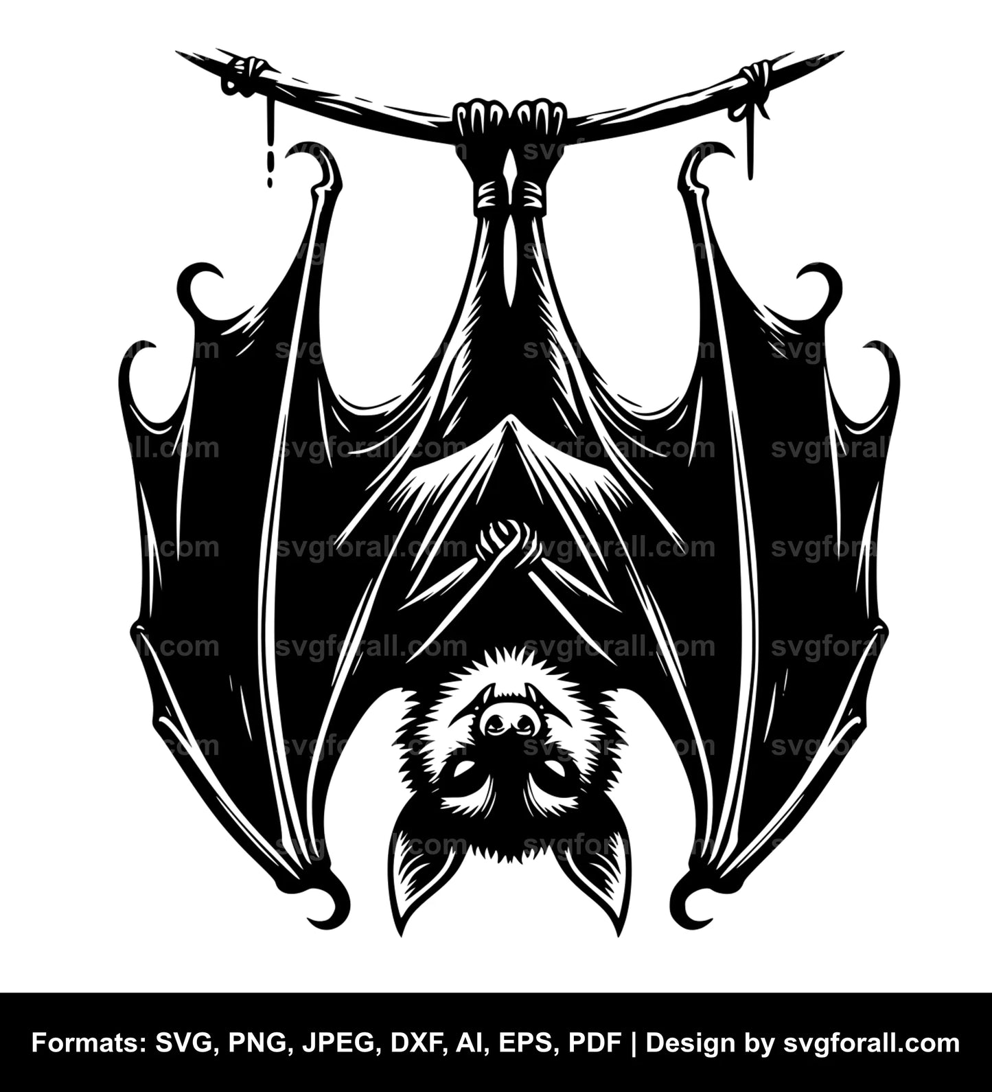 Bat Hanging Upside Down SVG Vector