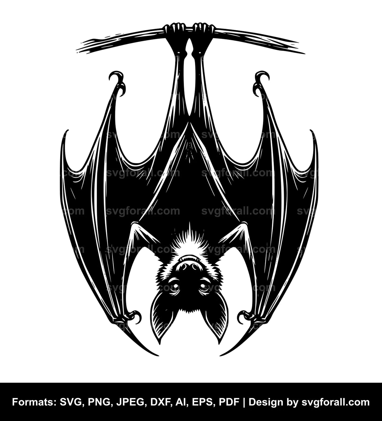 Bat Hanging Upside Down Vector SVG