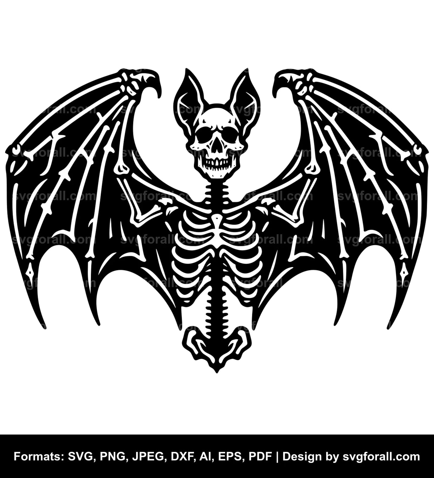 Bat Skeleton Black SVG