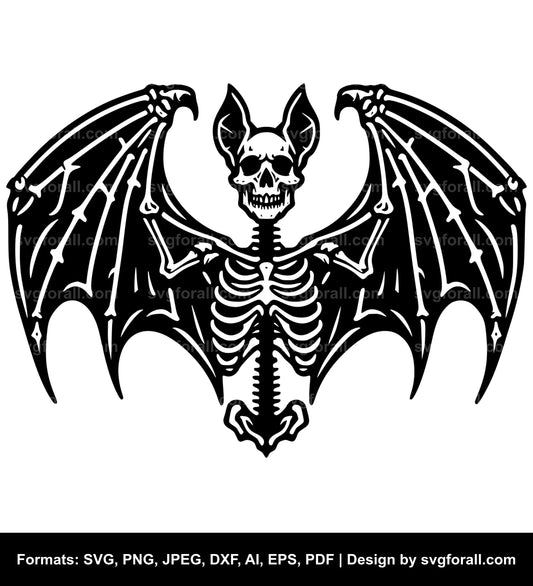 Bat Skeleton Black SVG