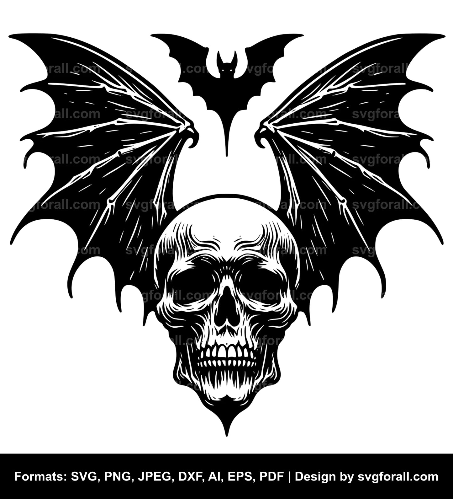 Bat Skull Black SVG