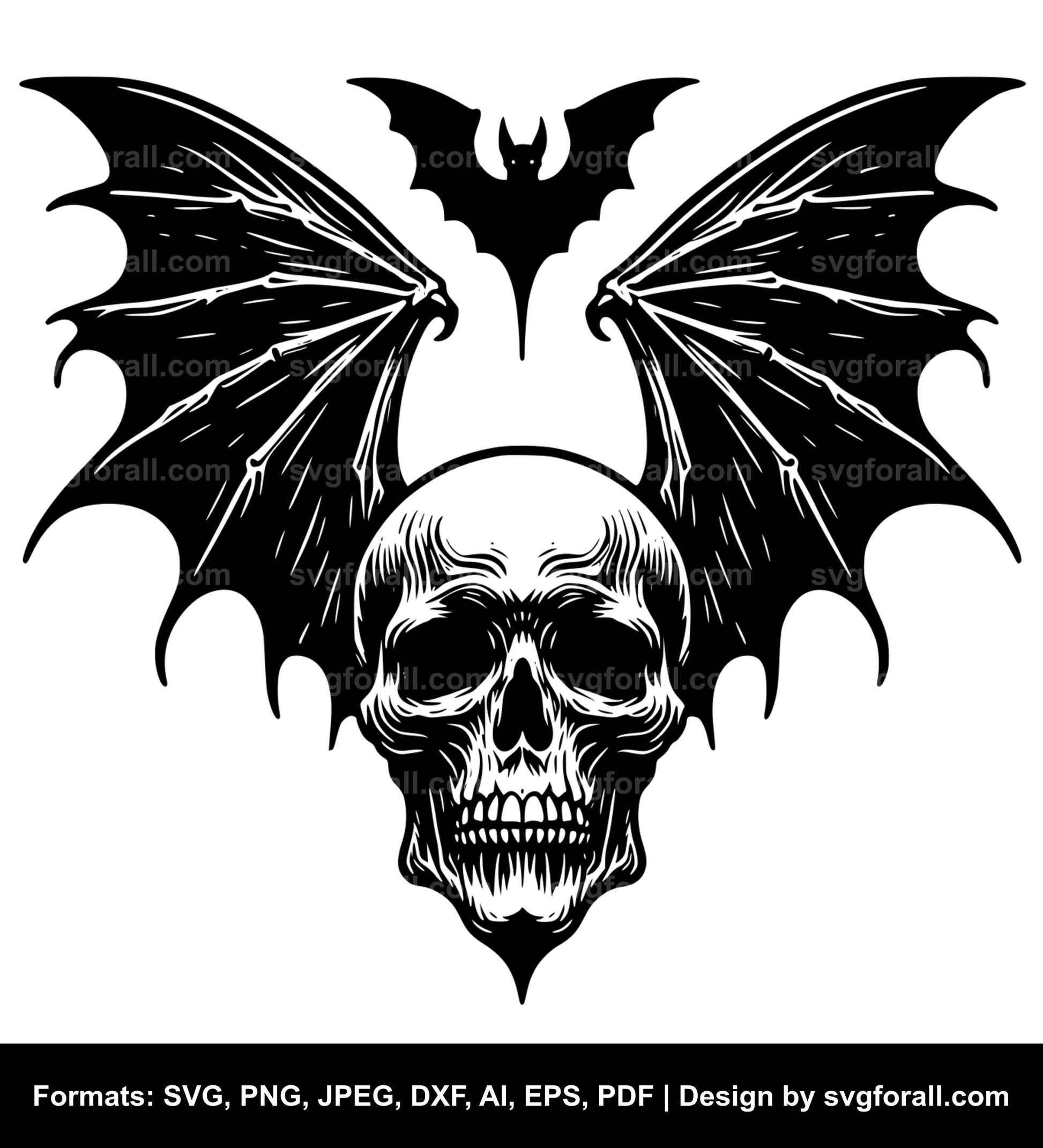 Bat Skull Black SVG