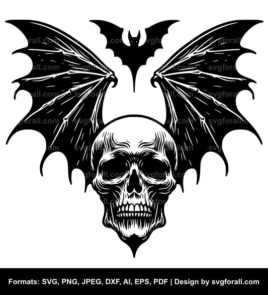 Bat Skull Black SVG