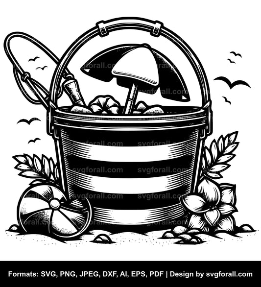 Beach Bucket SVG Vector