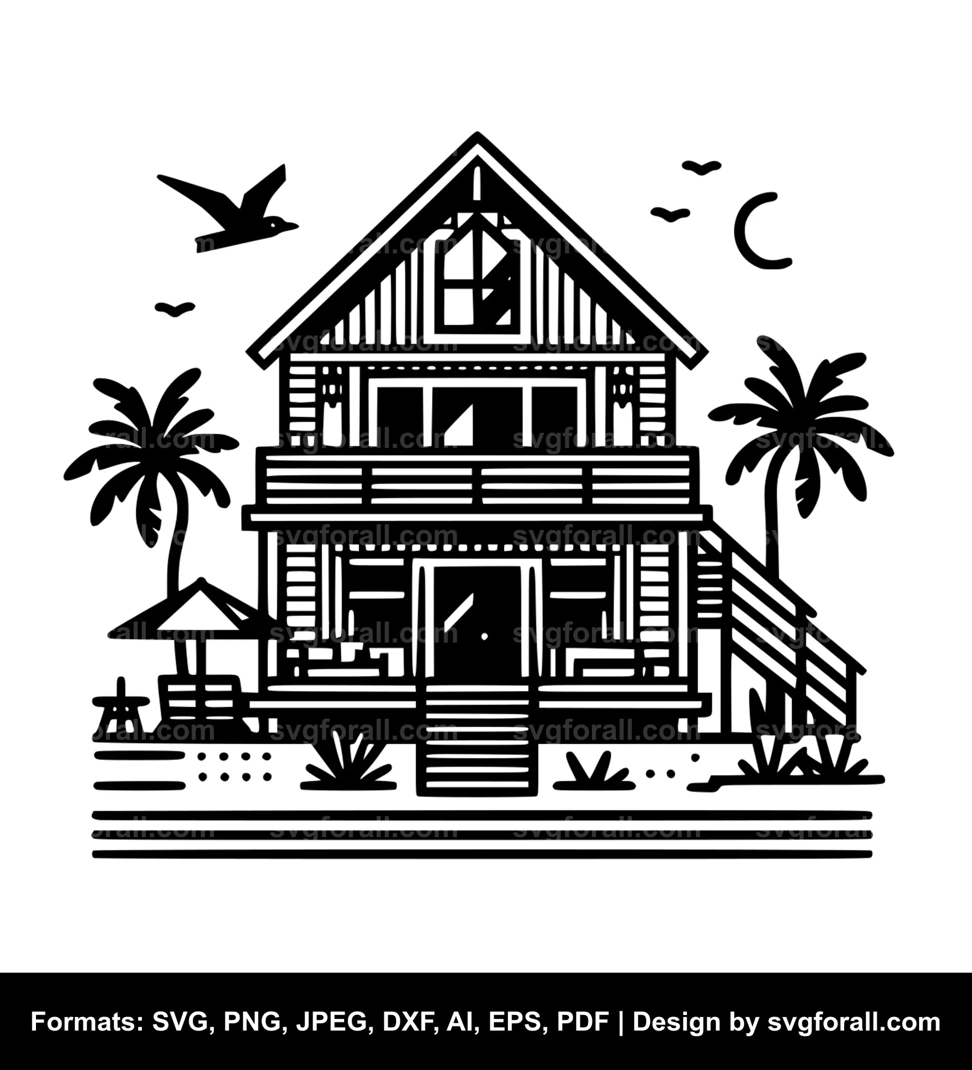 Beach House Black SVG