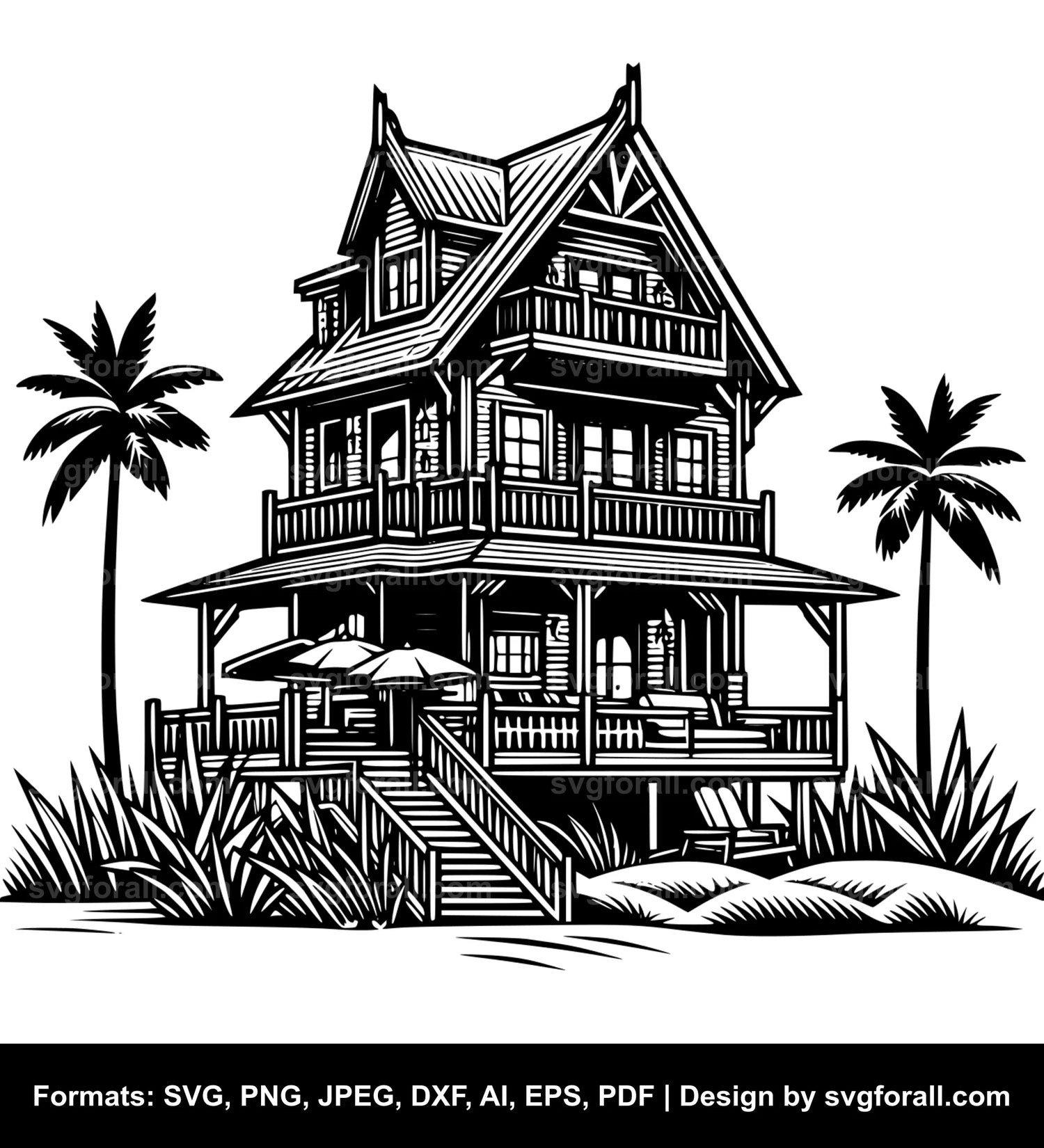 Beach House Vector SVG