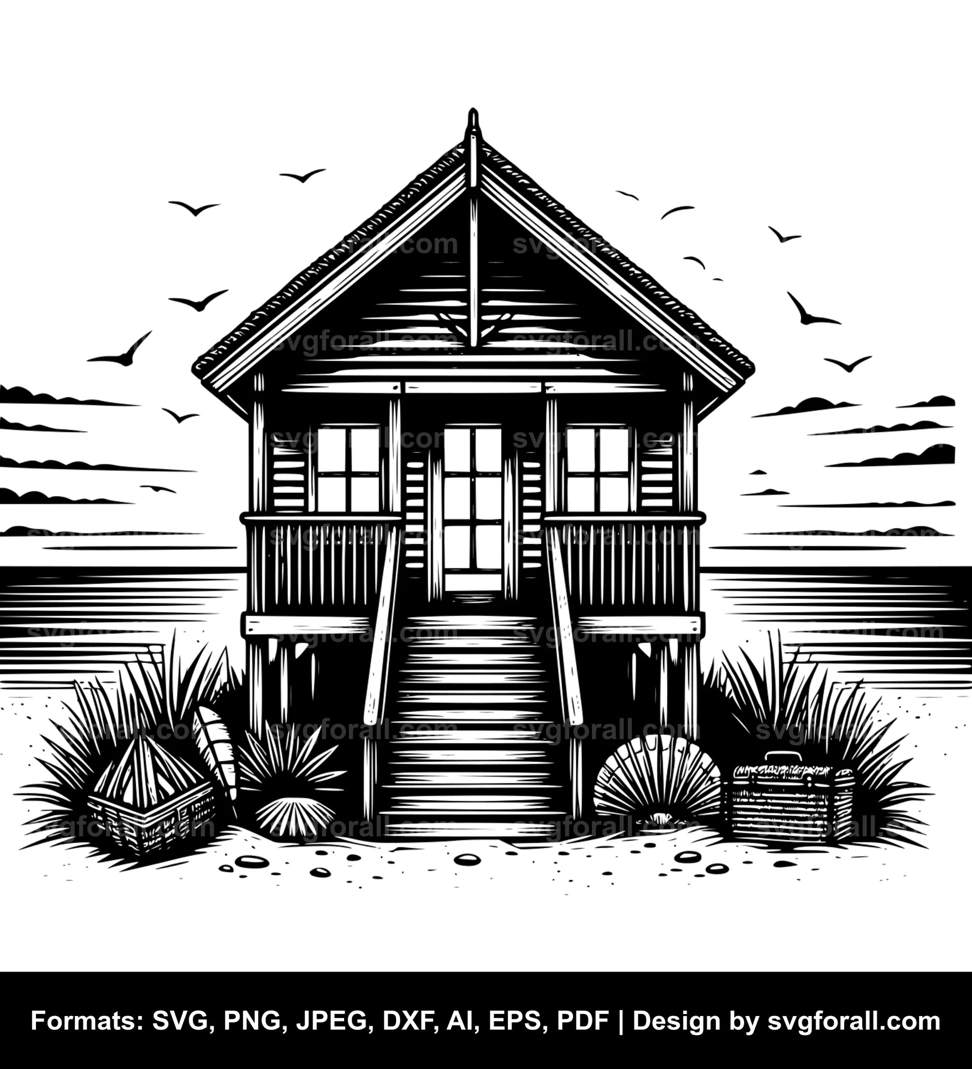 Beach Hut SVG Design