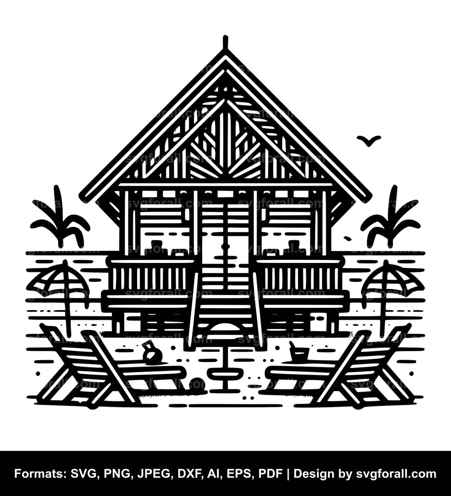 Beach Hut Vector SVG