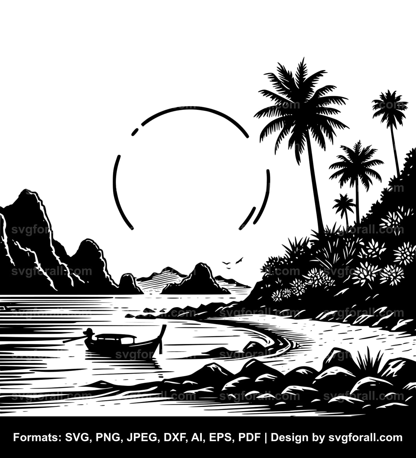 Beach Landscape Black SVG