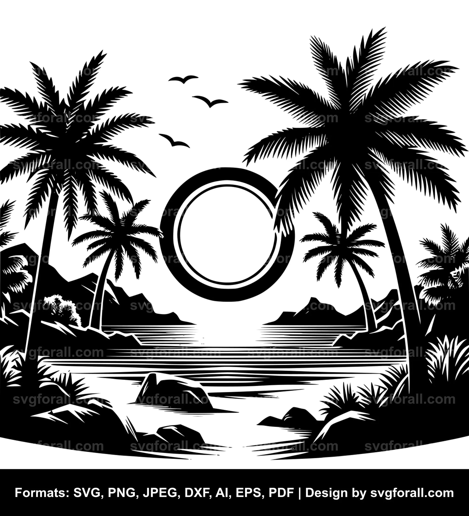 Beach Landscape Vector SVG