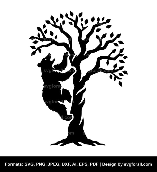 Bear Climbing Tree Black SVG