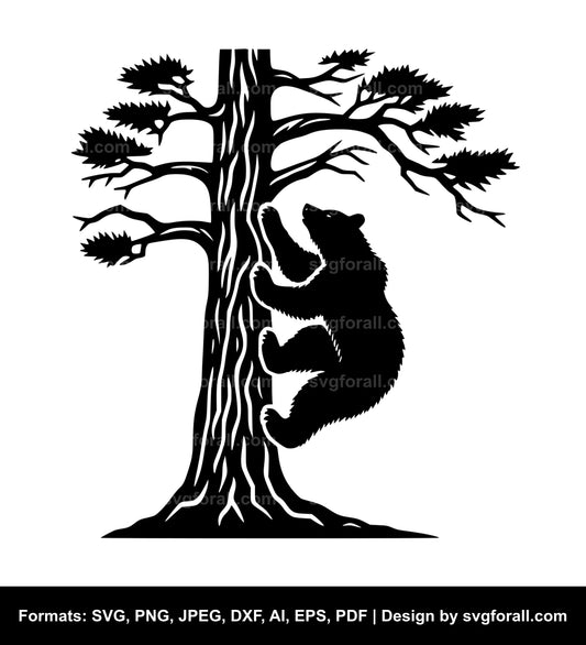 Bear Climbing Tree SVG File