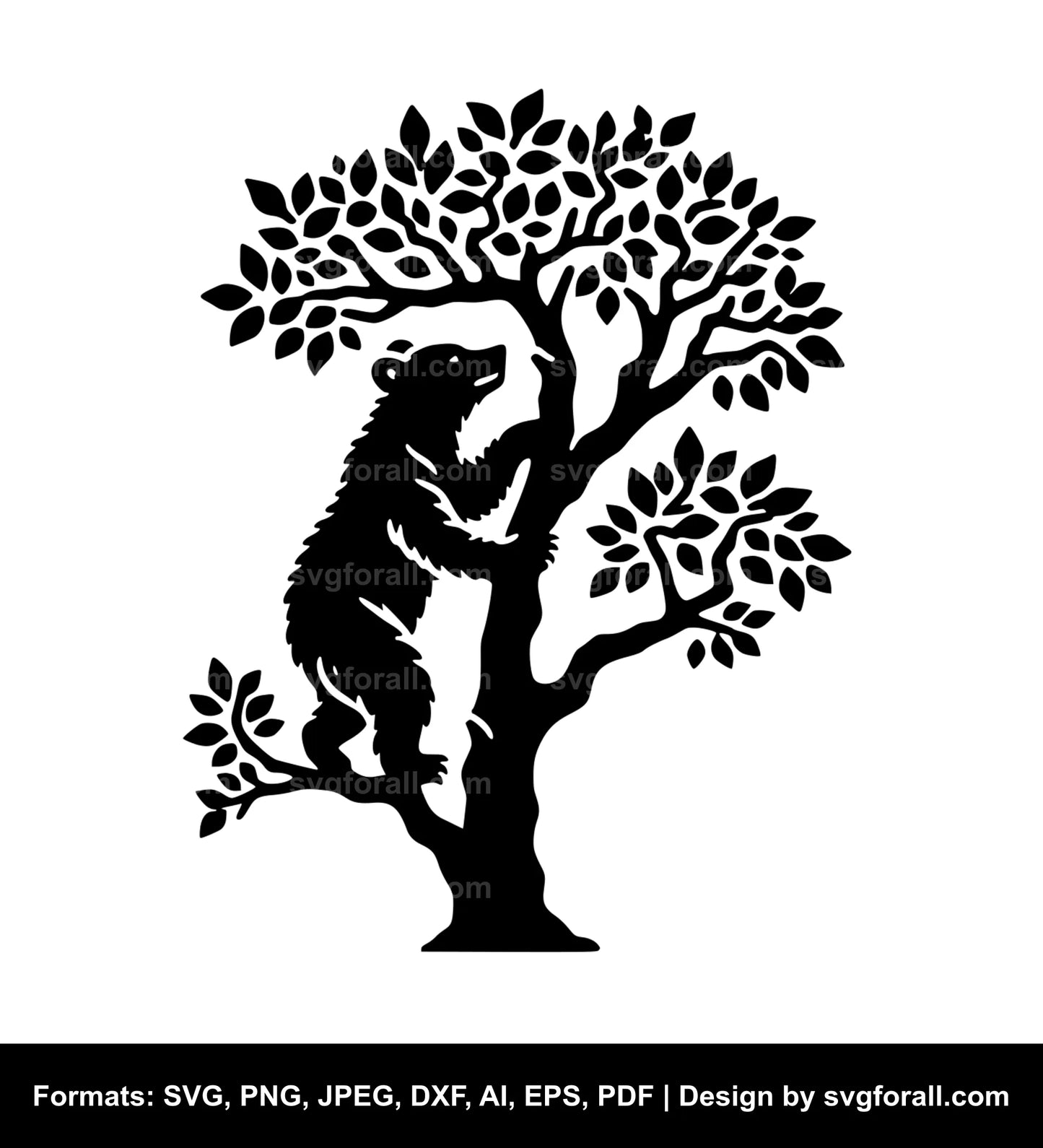 Bear Climbing Tree SVG Vector