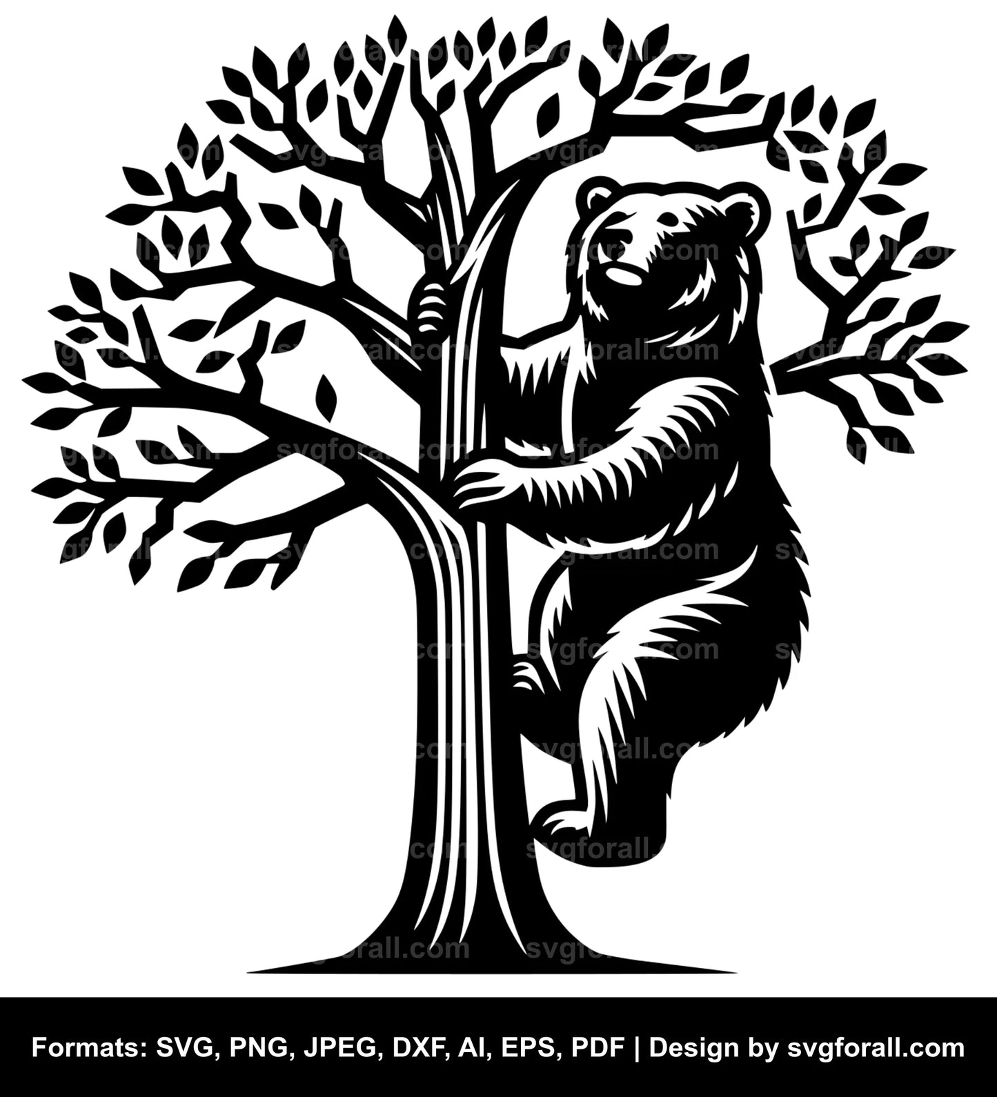 Bear Climbing Tree Vector SVG