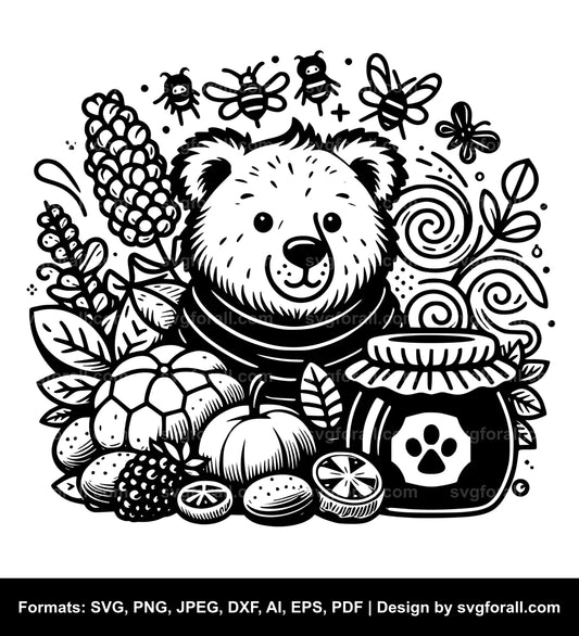 Bear Eating Honey SVG