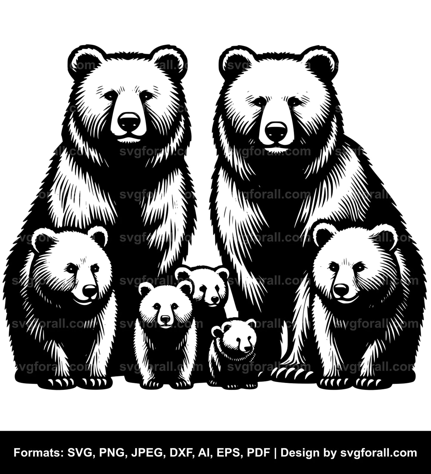 Bear Family Black SVG