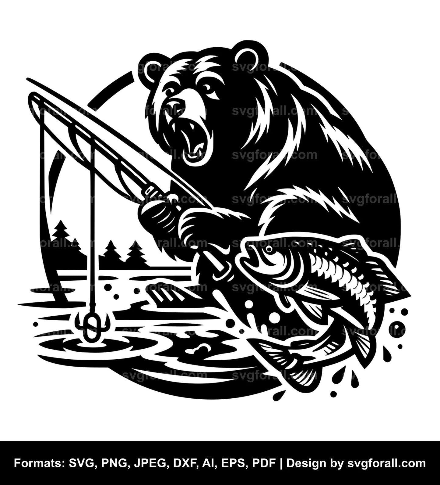 Bear Fishing Cricut SVG