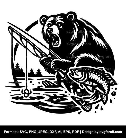 Bear Fishing Cricut SVG