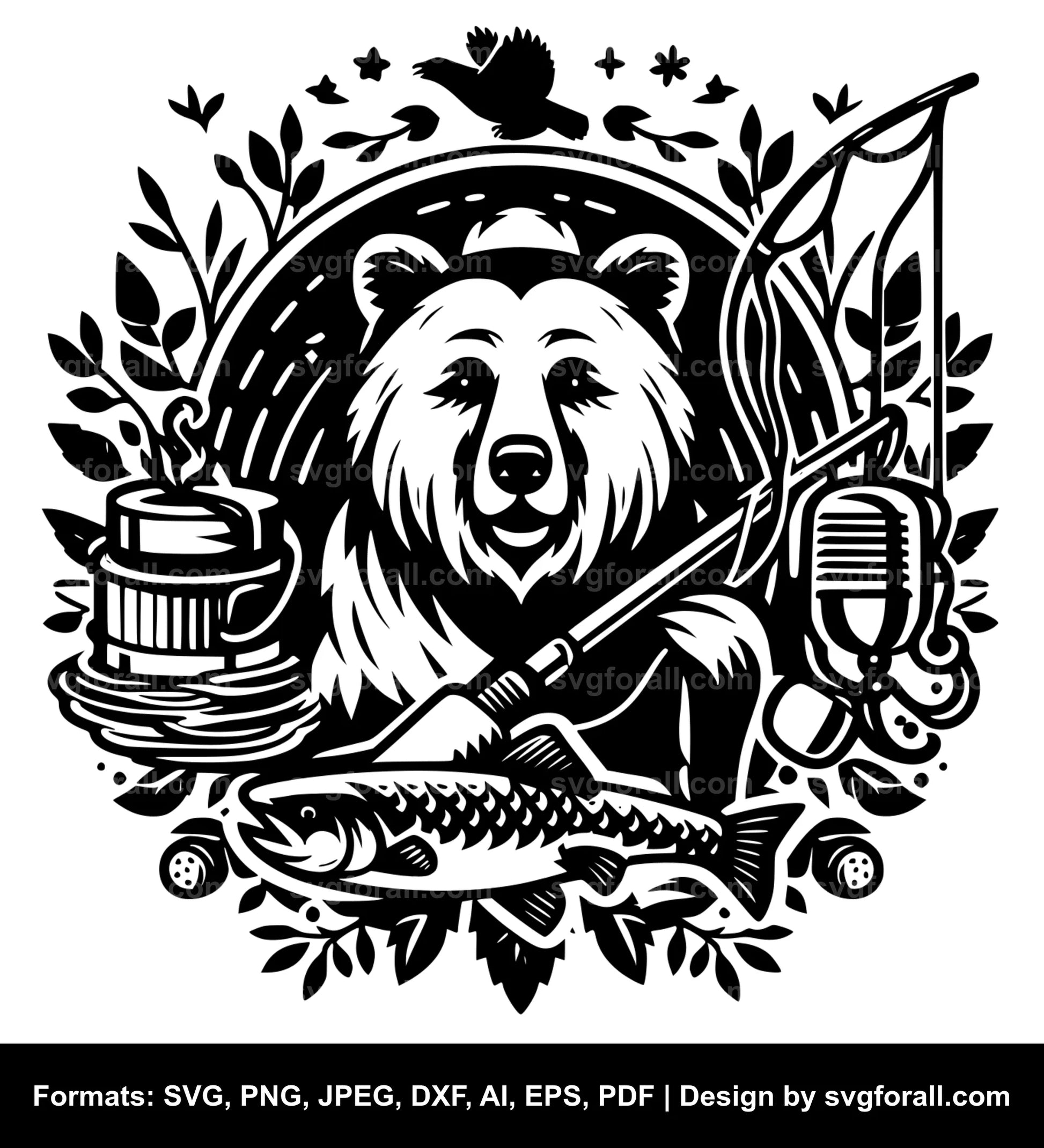 Bear Fishing SVG Design