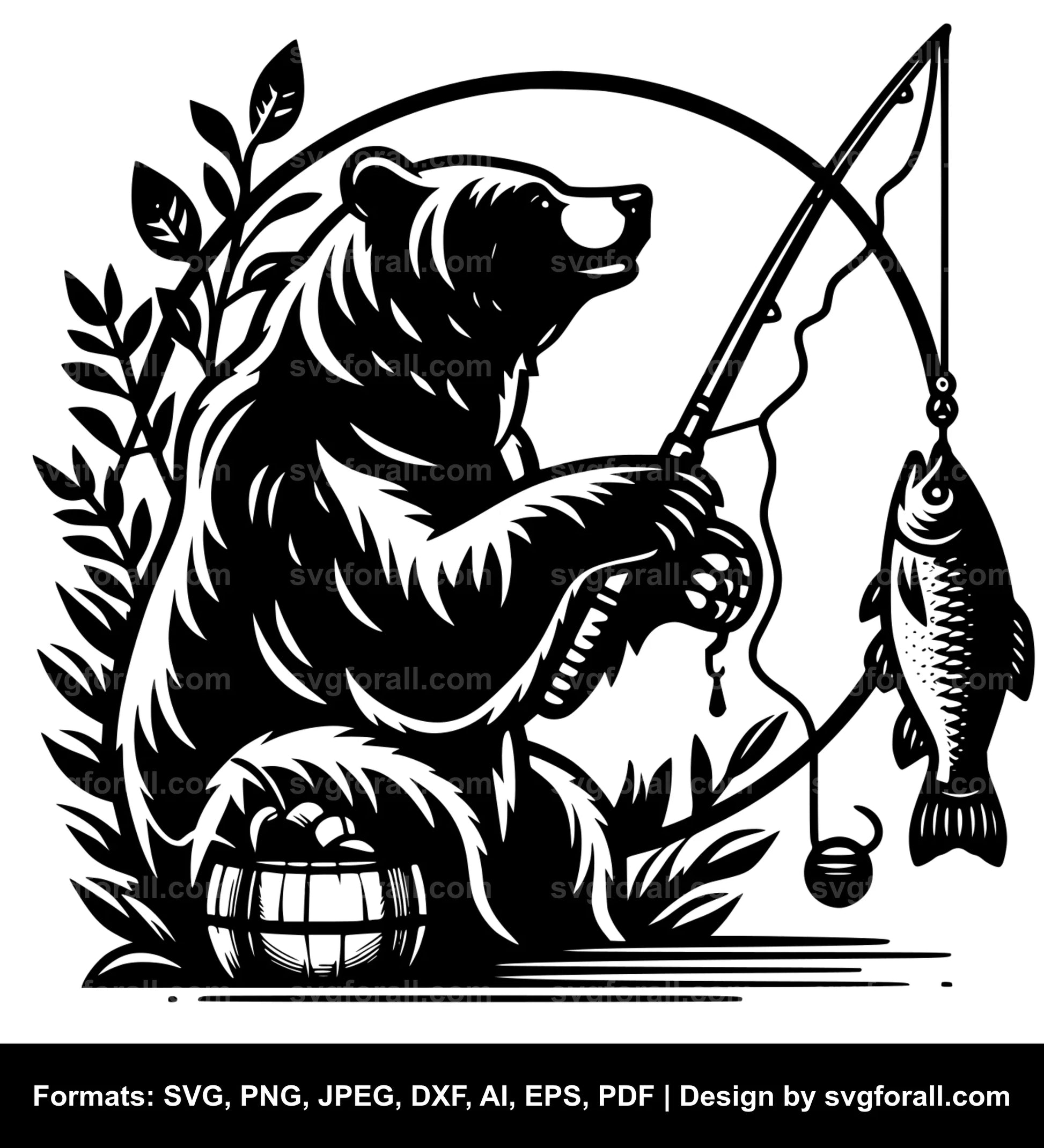 Bear Fishing SVG File