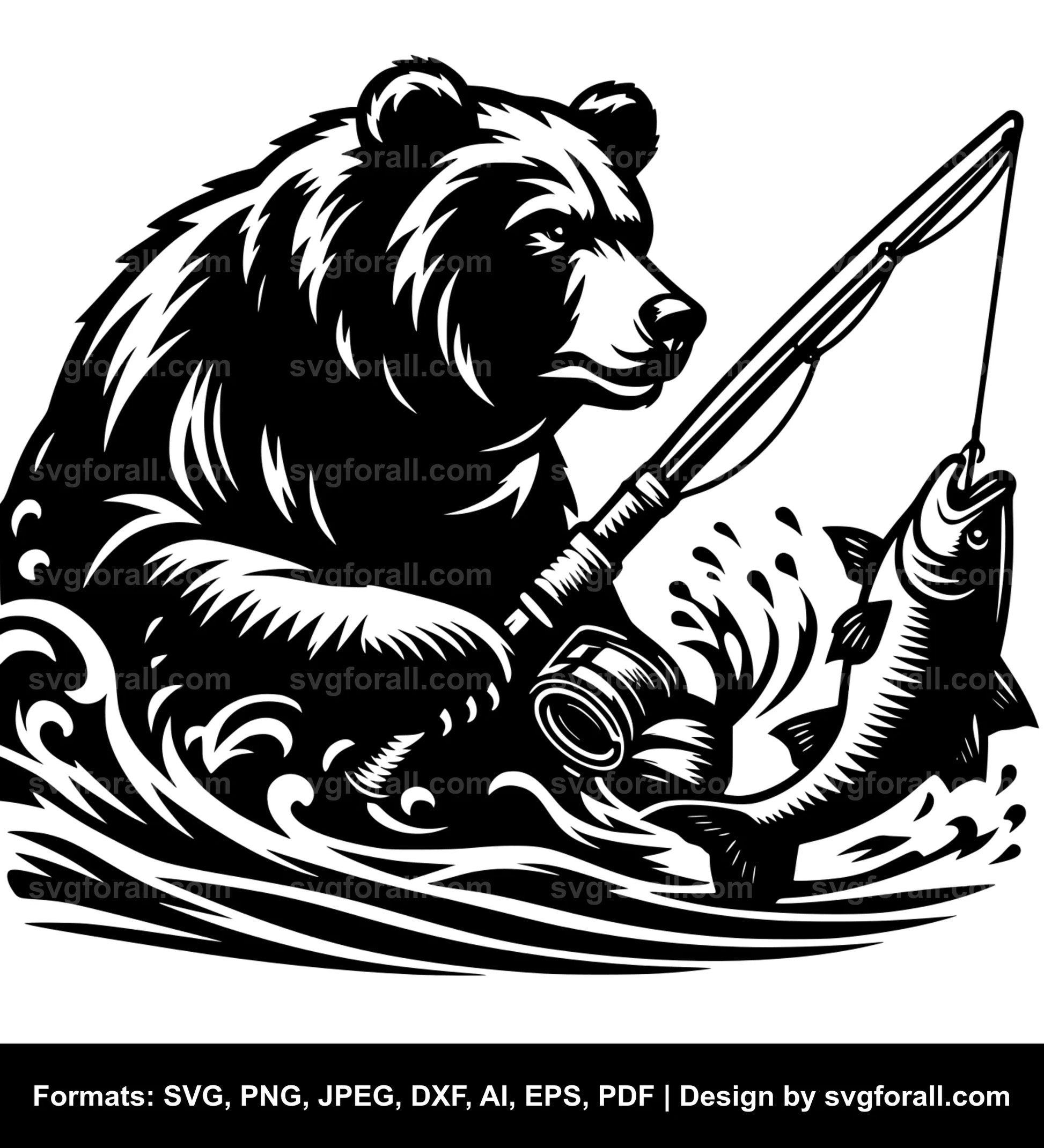 Bear Fishing SVG PNG