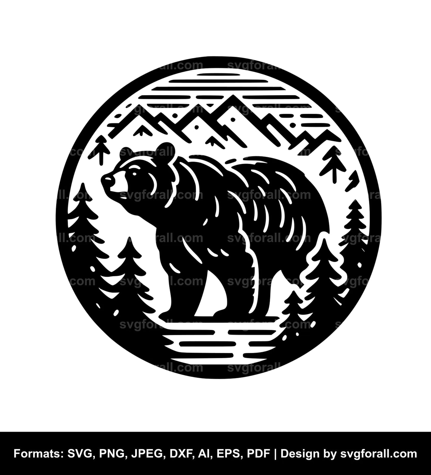 Bear In Forest SVG Download