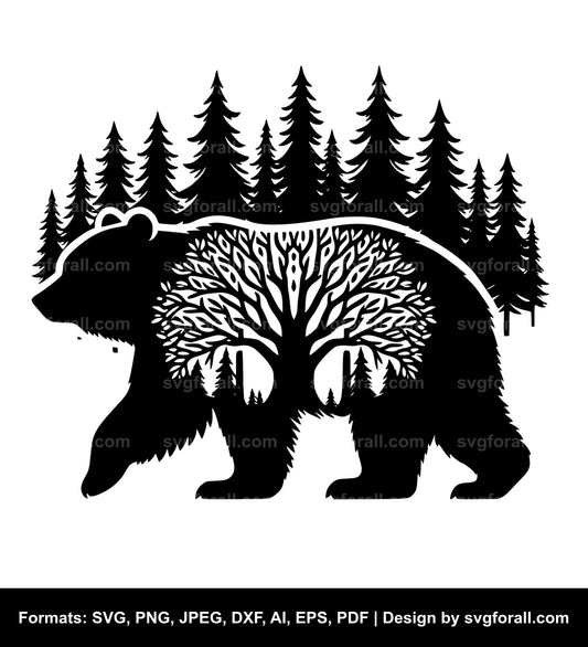 Bear In Forest SVG File