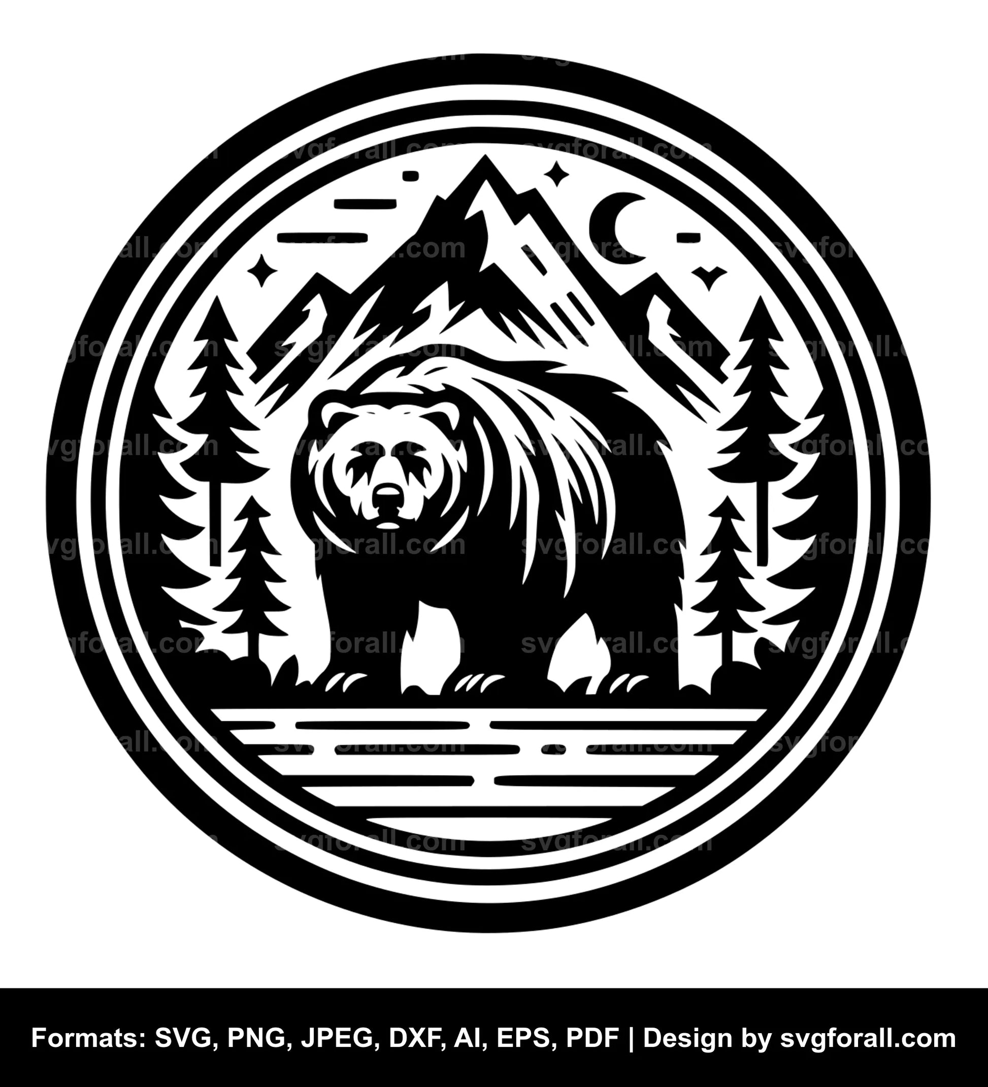 Bear In Mountain Clipart SVG