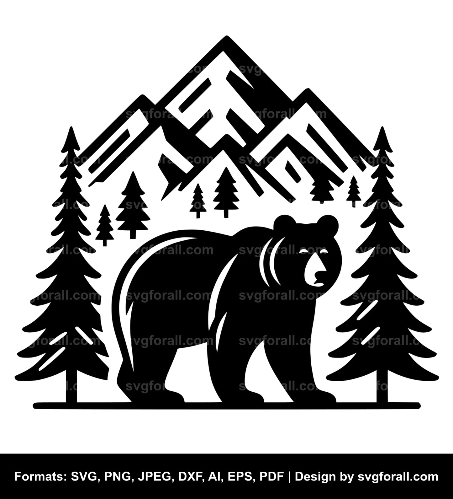 Bear In Mountain Cricut SVG