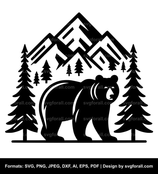 Bear In Mountain Cricut SVG