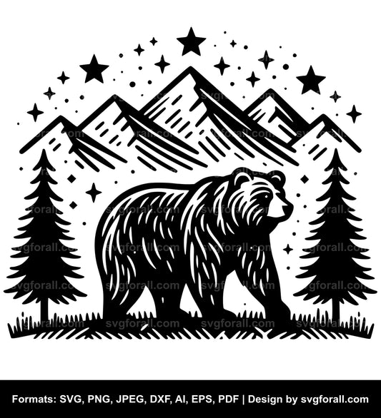 Bear In Mountain SVG