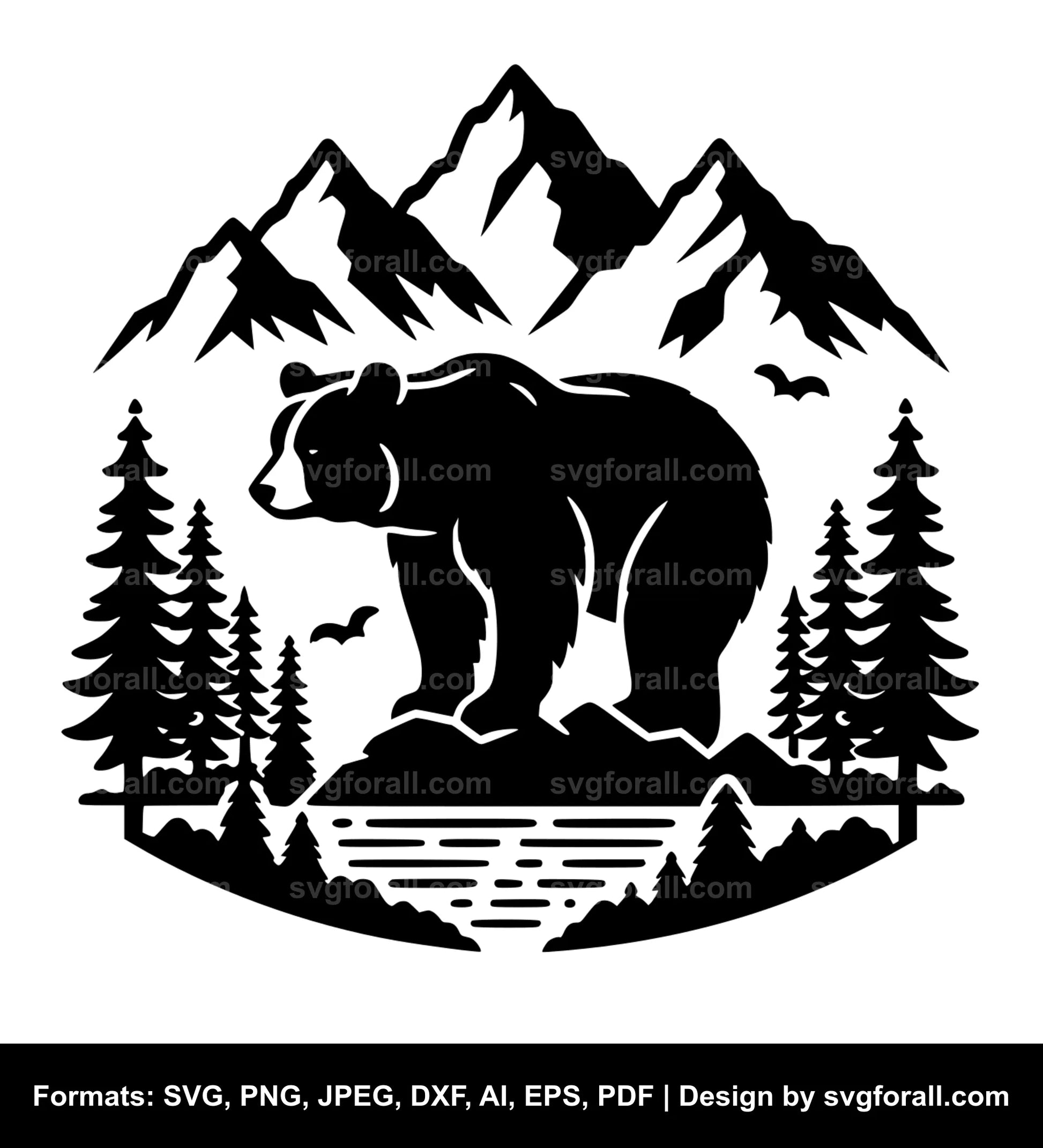 Bear In Mountain SVG Clipart