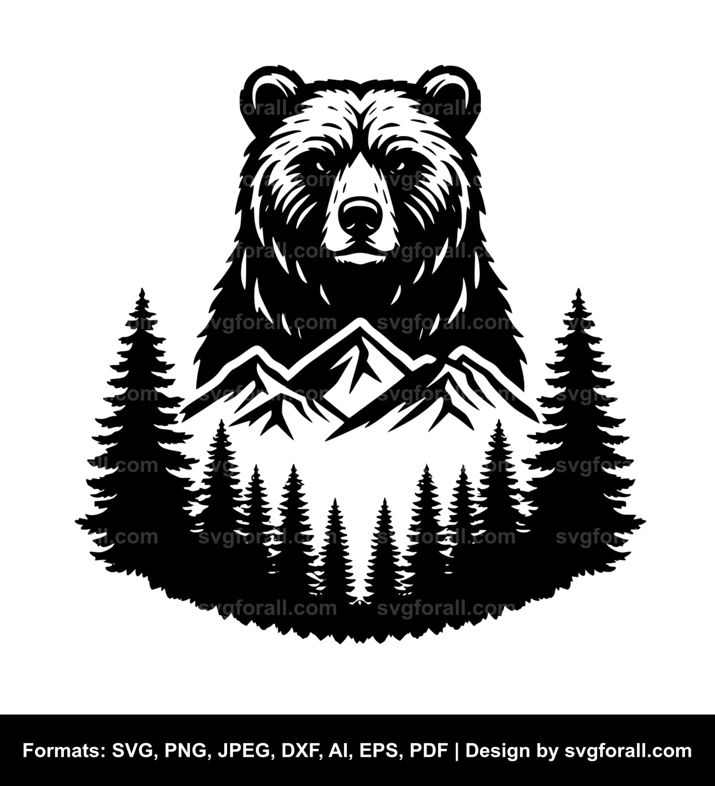 Bear In Mountain SVG Cut File