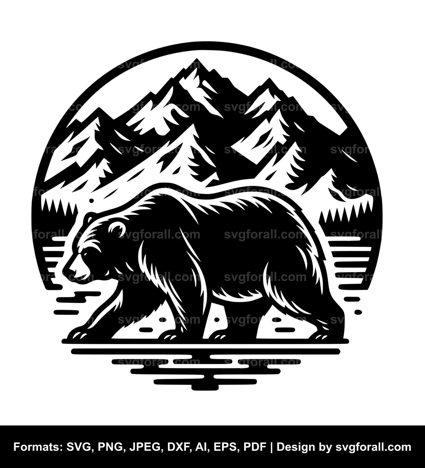 Bear In Mountain SVG Design