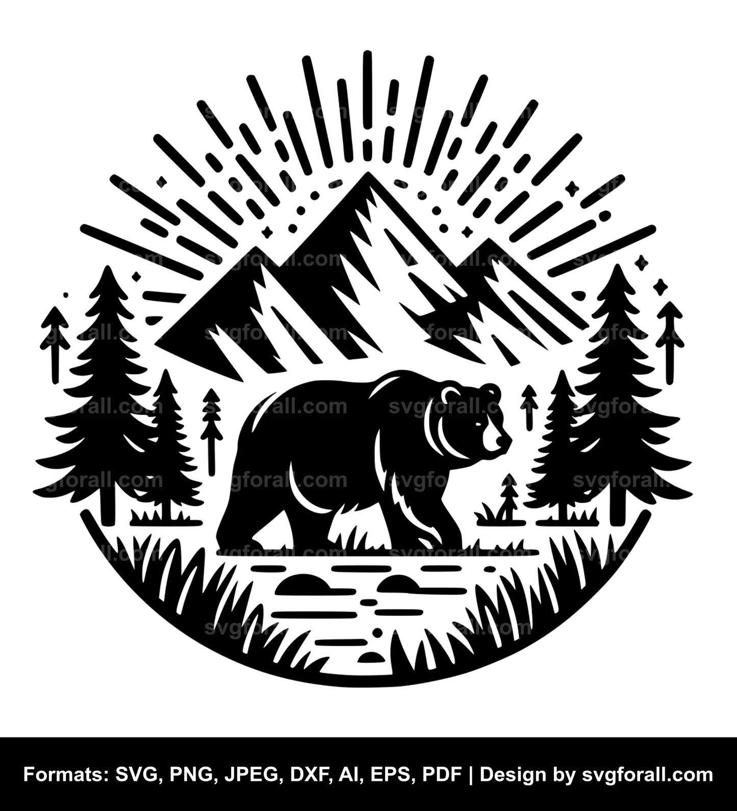 Bear In Mountain SVG Download