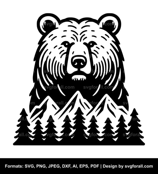 Bear In Mountain SVG PNG