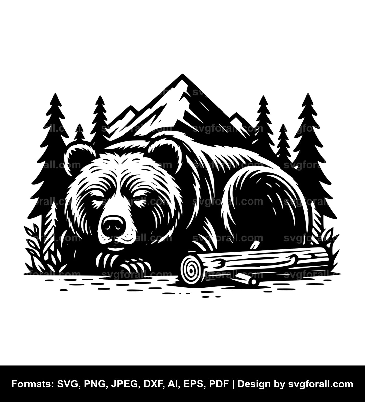 Bear Lying Vector SVG