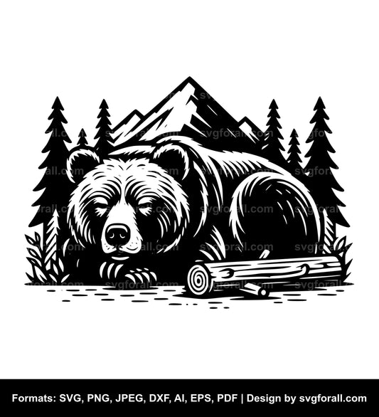 Bear Lying Vector SVG