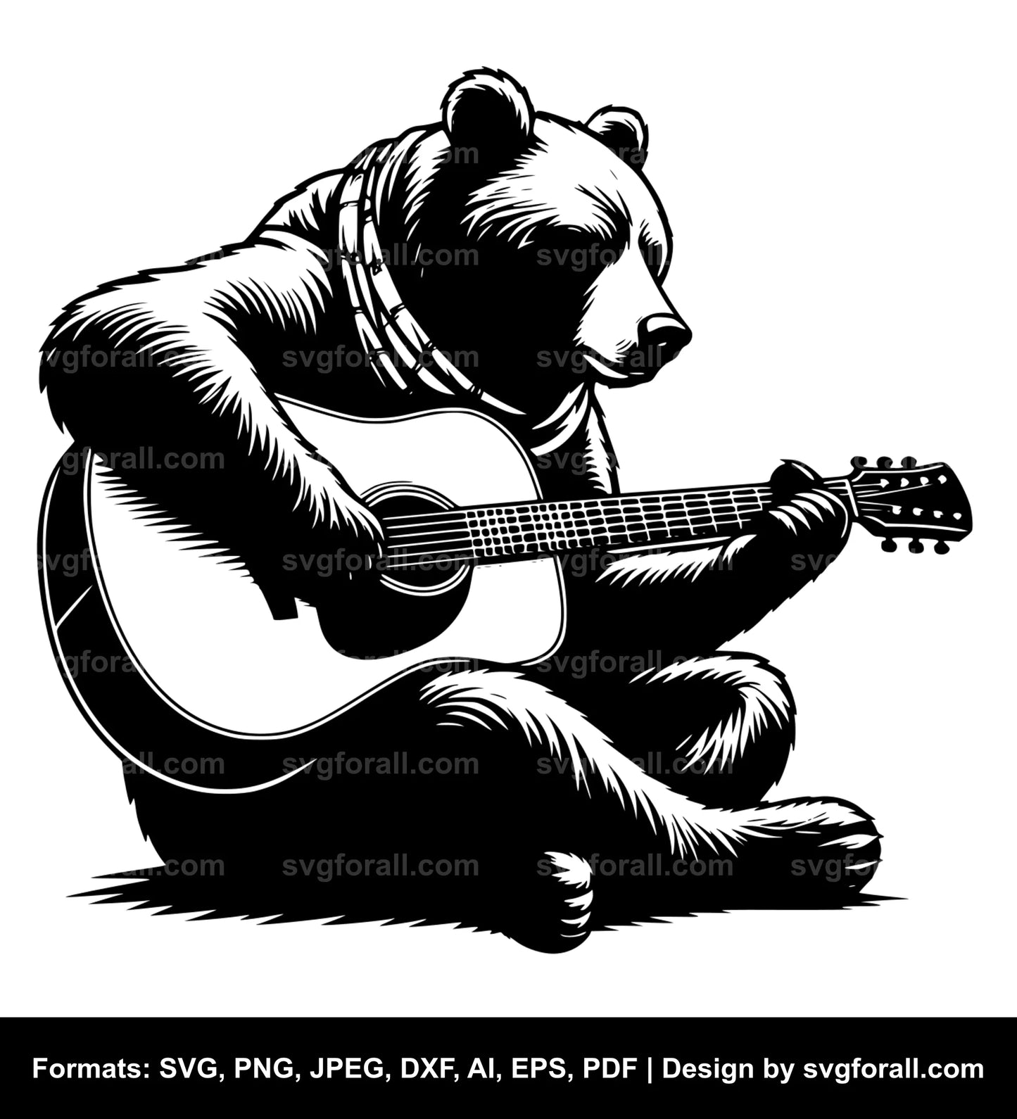 Bear Playing Guitar Cricut SVG