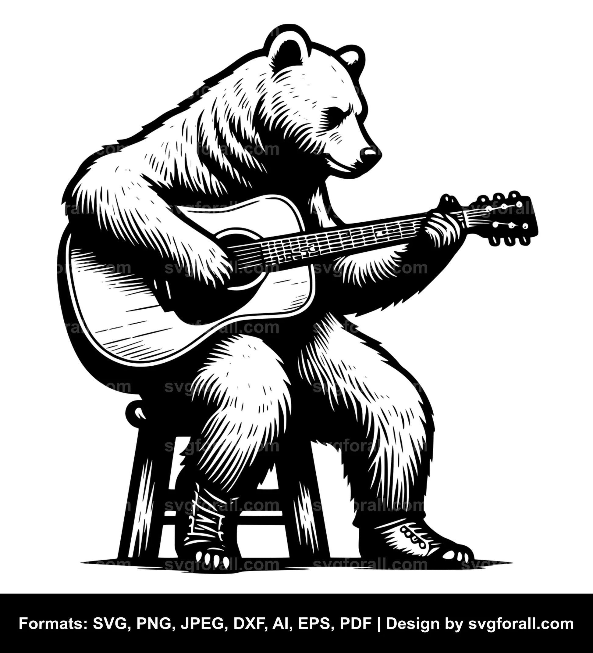 Bear Playing Guitar SVG